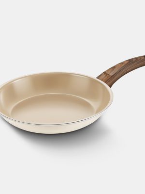 7-Layed Ceramic Coated Nonstick Frying Pan Skillet with Wooden Handle, All Stovetops, 3-Ply Stainless Steel Construction with Aluminum Core (7.9inch-Diameter / 1.57inch-Height)
