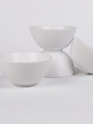 11 OZ Ceramic Soup Bowls for Kitchen White Diamond, Ultra light Set of 4 Perfect for Soup Bowls for Kitchen, Ramen Bowl, for Oatmeal, Fruit,Salad and Rice Bowl, Dishwasher & Microwave Safe (4.73 INCH)