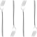 Long handle Dinner Forks Stainless Steel Round handle Dinner Forks,Korean Long handle Dessert Forks Silver Pack of 4