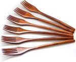 Forks,Wooden Forks,  6 Pieces Eco-friendly Japanese Wood Salad Dinner Forks Wooden Forks Set Reusable Handmade Natural Wood Flatware Set for Cooking Stirring Eating