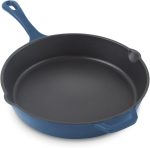 11 Inch Nonstick Cast Iron Skillet, Titanium Ceramic Coated Frying Pan, Blue