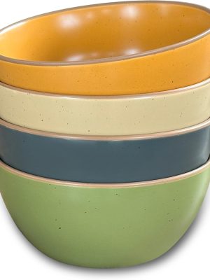 Ceramic Artisan Matte Bowls For Kitchen 28oz - Bowl Set of 4 - For Cereal, Salad, Pasta, Soup, Dessert etc - Dishwasher, Microwave, and Oven Safe - For Breakfast, Lunch and Dinner -