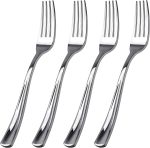 100 Piece Silver Plastic Forks - 7.4inch Silver Forks Disposable - Plastic Silverware for Dessert Cake - Heavy Duty Plastic Cutlery for Christmas Party or Daily Using