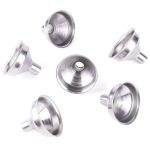 1.25" Stainless Steel Mini Funnels for Miniature Bottles, Essential Oils, DIY Lipbalms, Cooking Spices Liquids, Homemade Make-Up Fillers (6 Pack)