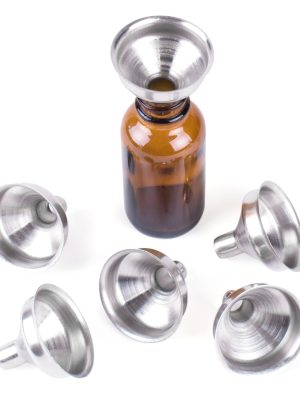 1.25" Stainless Steel Mini Funnels for Miniature Bottles, Essential Oils, DIY Lipbalms, Cooking Spices Liquids, Homemade Make-Up Fillers (6 Pack)