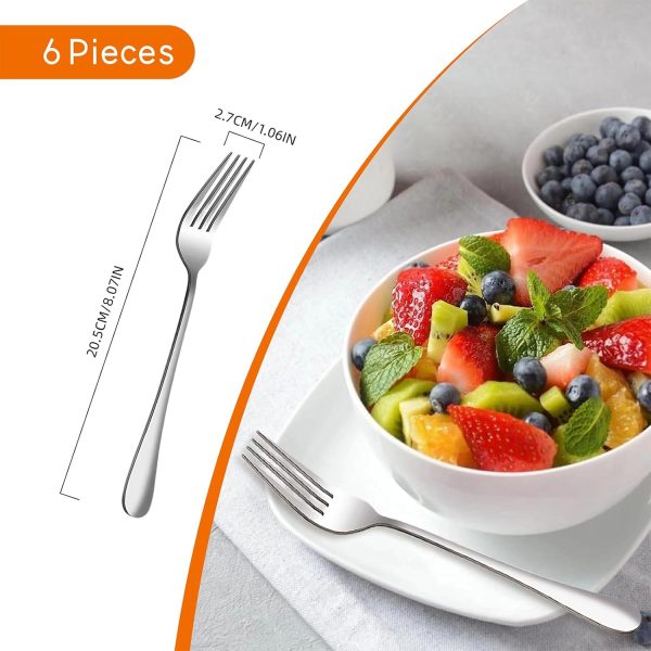 Dinner Forks Set,8 Inches Set of 6 Food Grade Stainless Steel Silverware Forks,Table Forks,Flatware Forks,Mirror Finish Dishwasher Safe,Use for Home,Kitchen or Restaurant