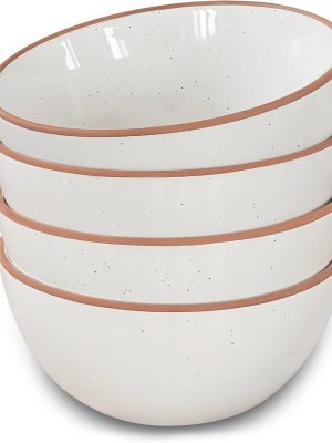 Ceramic Bowls For Kitchen, 28oz - Bowl Set of 4 - For Cereal, Salad, Pasta, Soup, Dessert, Serving etc - Dishwasher, Microwave, and Oven Safe - For Breakfast, Lunch and Dinner - Vanilla White