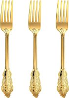 100PCS Gold Plastic Forks, 7.48inch Disposable Gold Plastic Silverware, Heavy Duty Plastic Forks for Parties, Weddings and Events