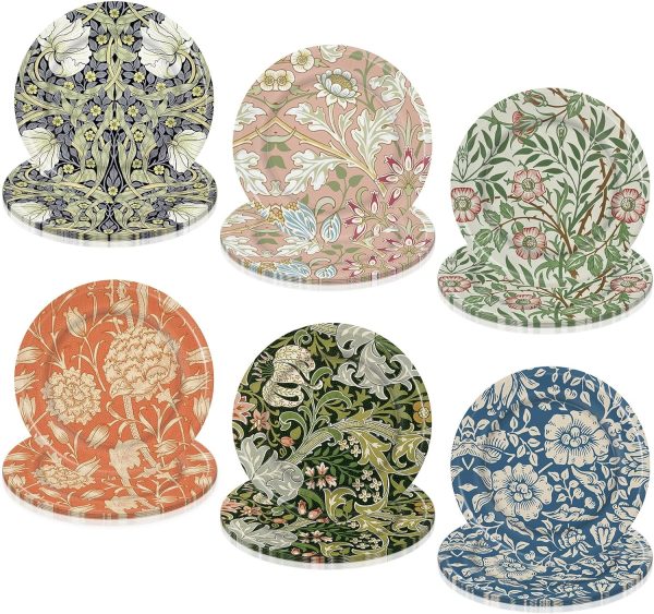 60Pcs Vintage Wildfloral Paper Plates Colorful Wildflower Disposable Plates 9 Inch Floral Decorative Dinner Plates for Party Tableware Supplies Table Decor, 6 Designs