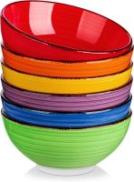Cereal Bowls Set of 6-27 Oz Ceramic Soup Bowls, Microwave & Dishwasher Safe, 6 Inch Colorful Serving Bowls for Kitchen