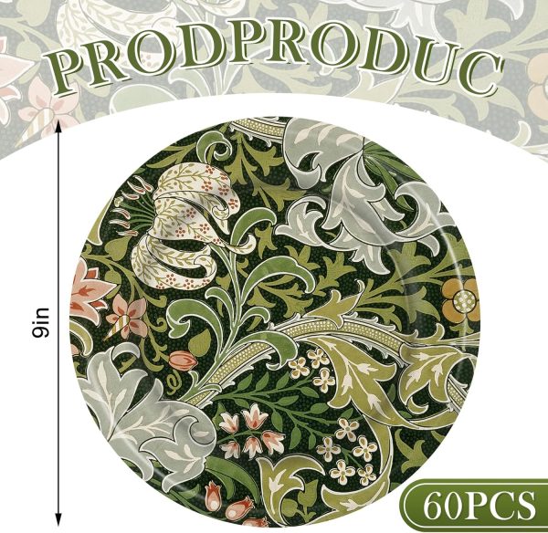 60Pcs Vintage Wildfloral Paper Plates Colorful Wildflower Disposable Plates 9 Inch Floral Decorative Dinner Plates for Party Tableware Supplies Table Decor, 6 Designs